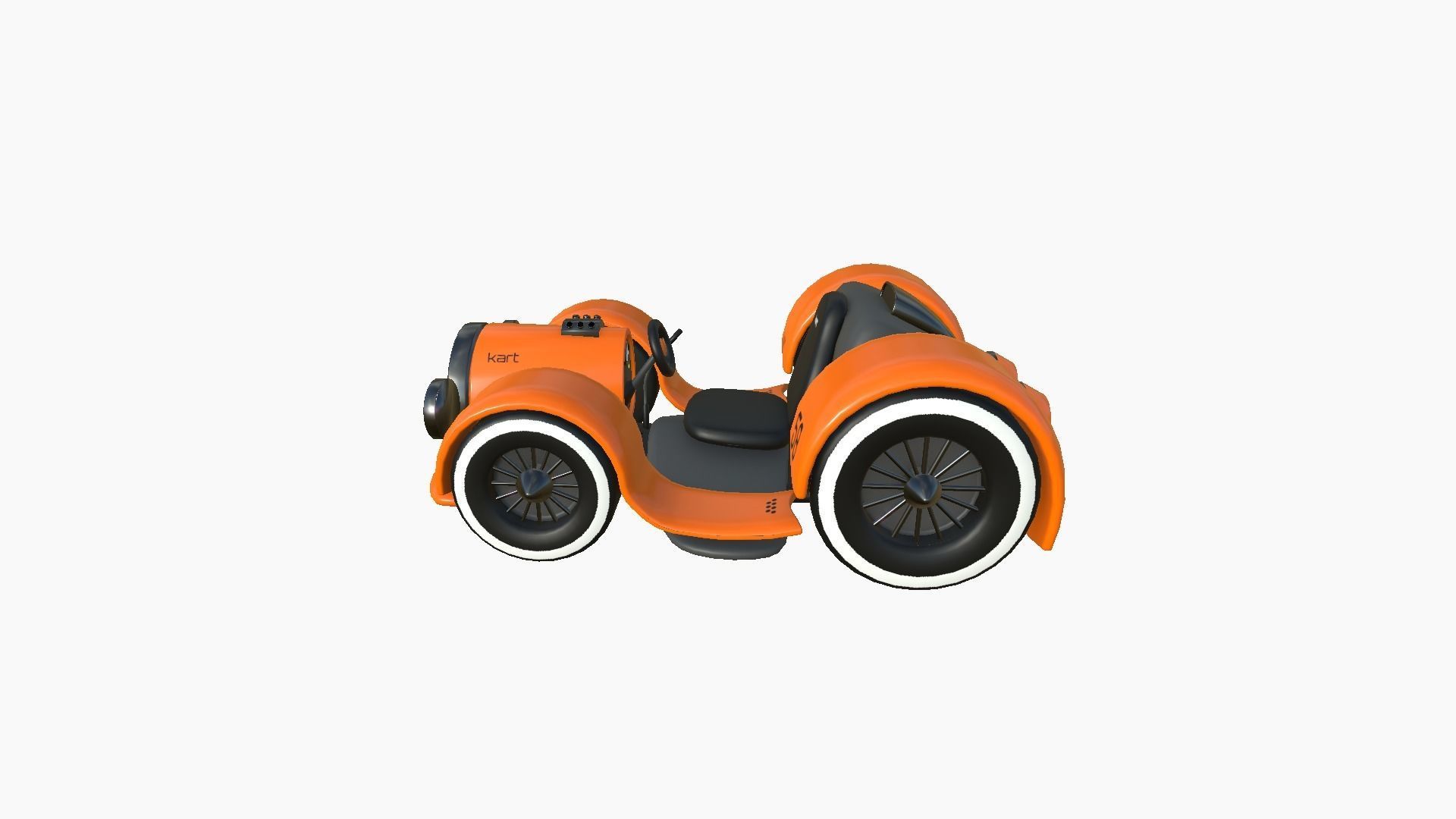 Cartoon Kart E06 Orange - Vehicle Racing Design Low-poly 3D model_2