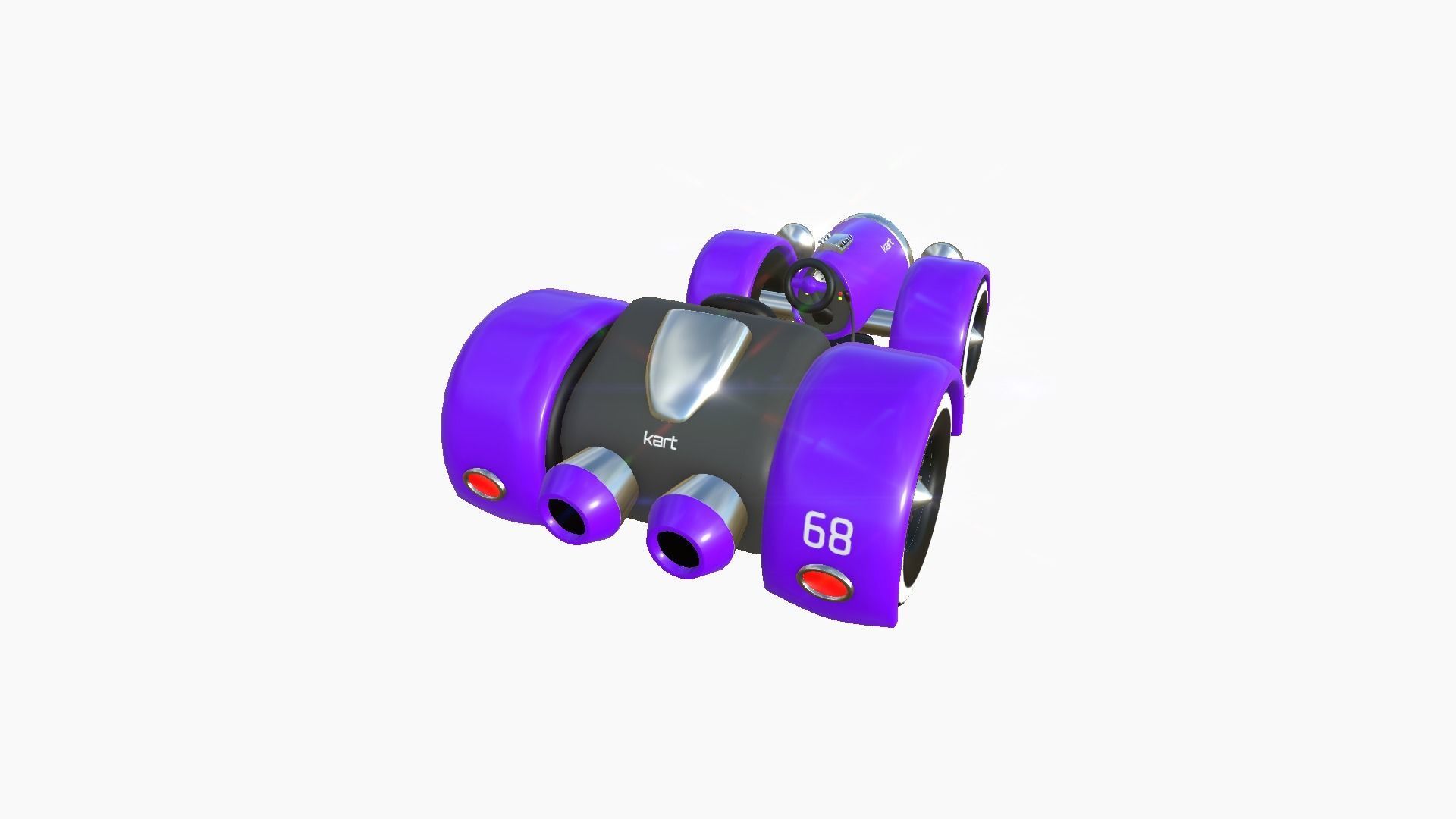 Cartoon Kart E07 Purple - Vehicle Racing Design Low-poly 3D model_3