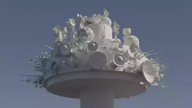 Lowpoly Antenna Greeble KitBash Low-poly 3D model