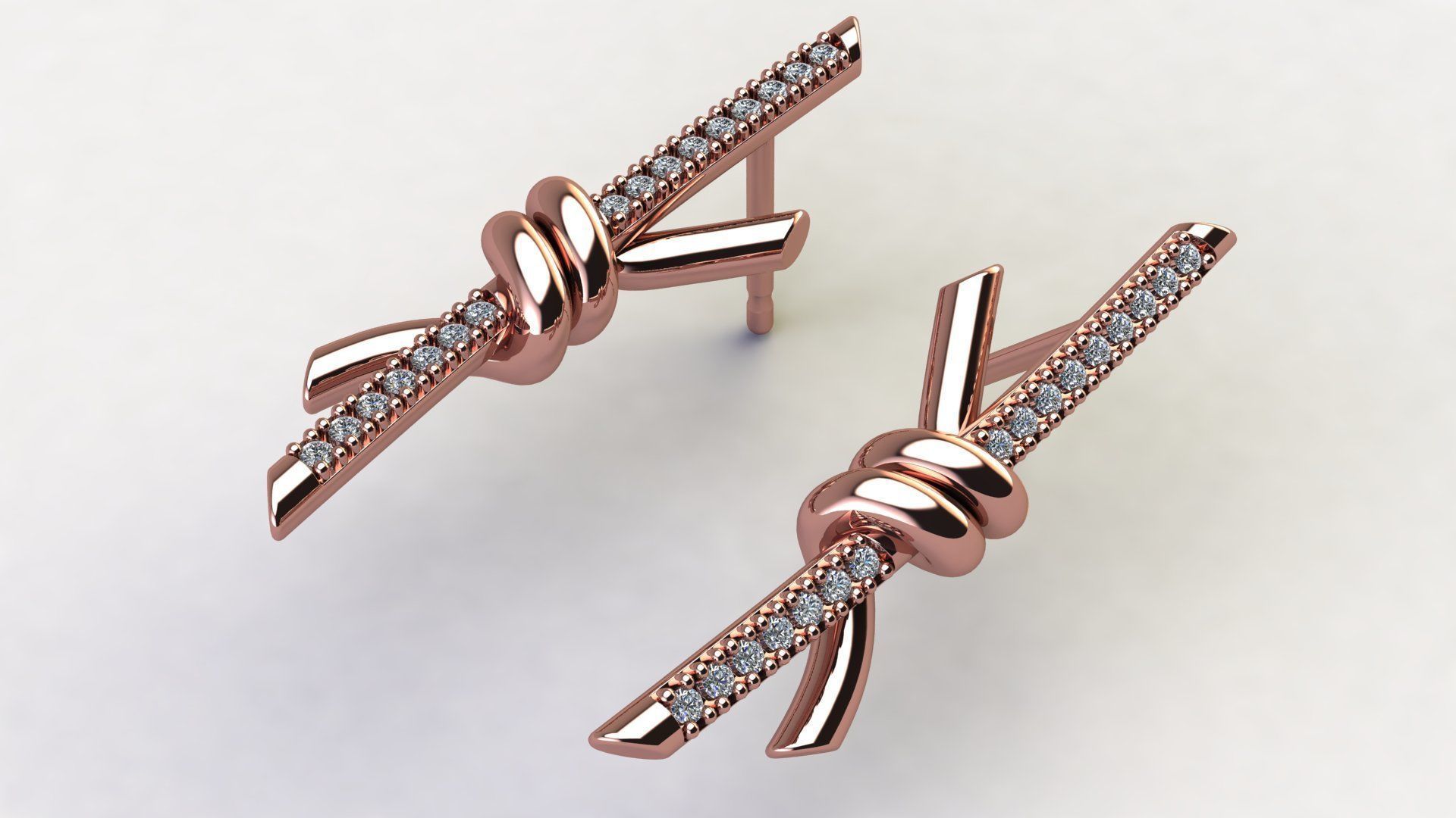 T Knot Drop Diamond Earring 27 mm 3D print model_9