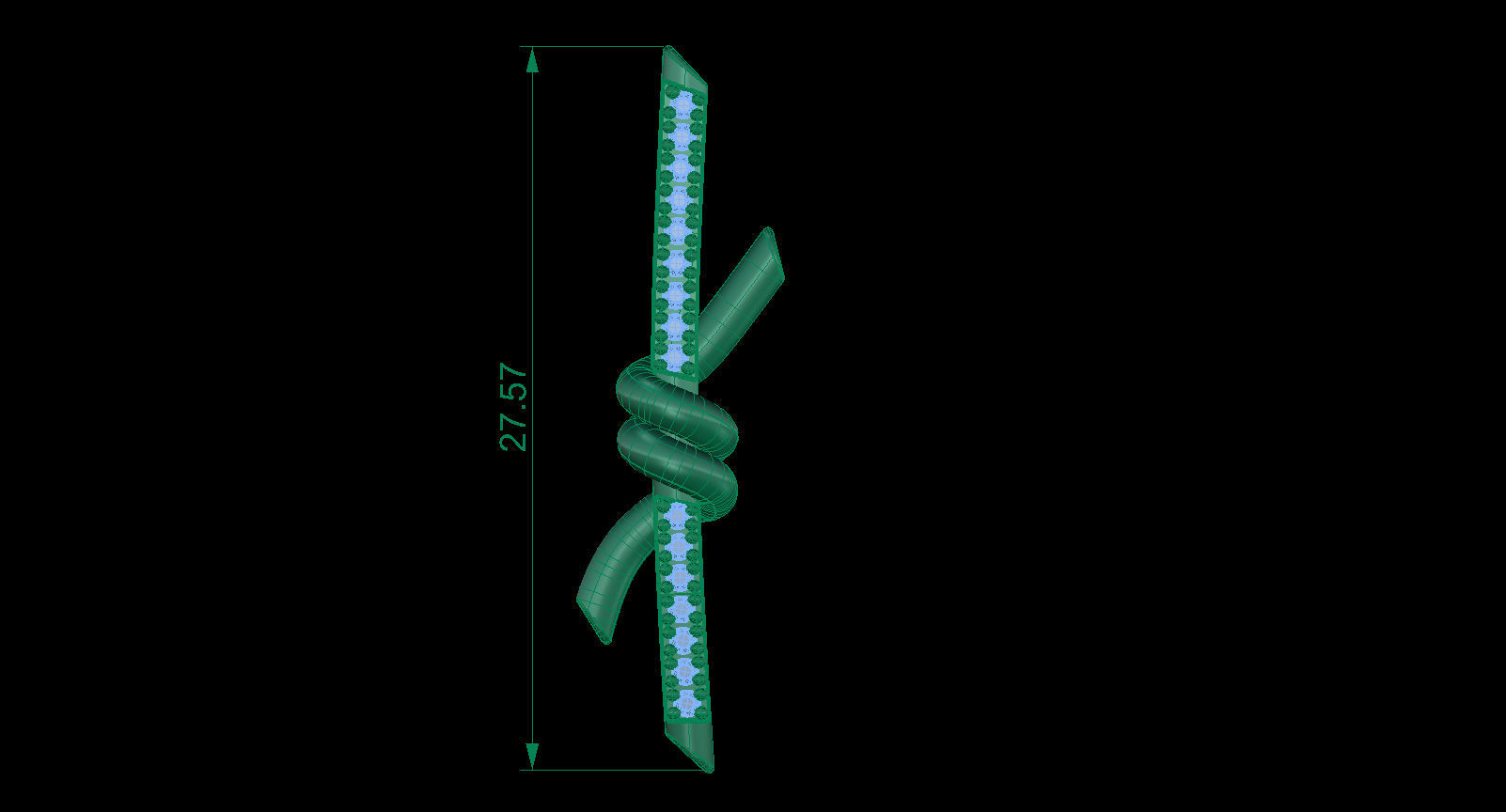 T Knot Drop Diamond Earring 27 mm 3D print model_11