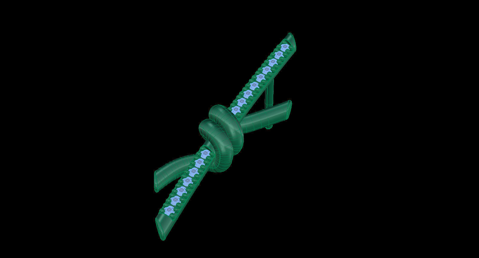 T Knot Drop Diamond Earring 27 mm 3D print model_18