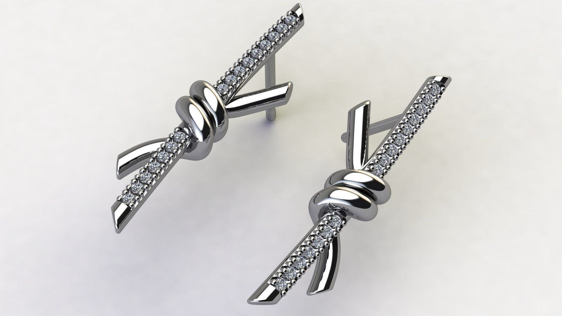 T Knot Drop Diamond Earring 27 mm 3D print model_6