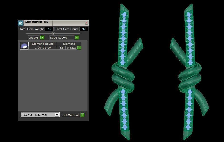 T Knot Drop Diamond Earring 27 mm 3D print model_21