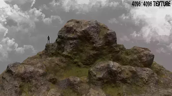 Rock tree trunk with grass