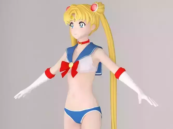 T pose nonrigged model of Sailor Moon anime girl