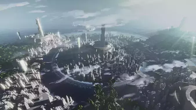blender futuristic mega city rendered with eevee
