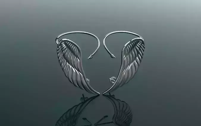 Ear Cuff Angel Wings Earring - Jewelry 3D - BR-329