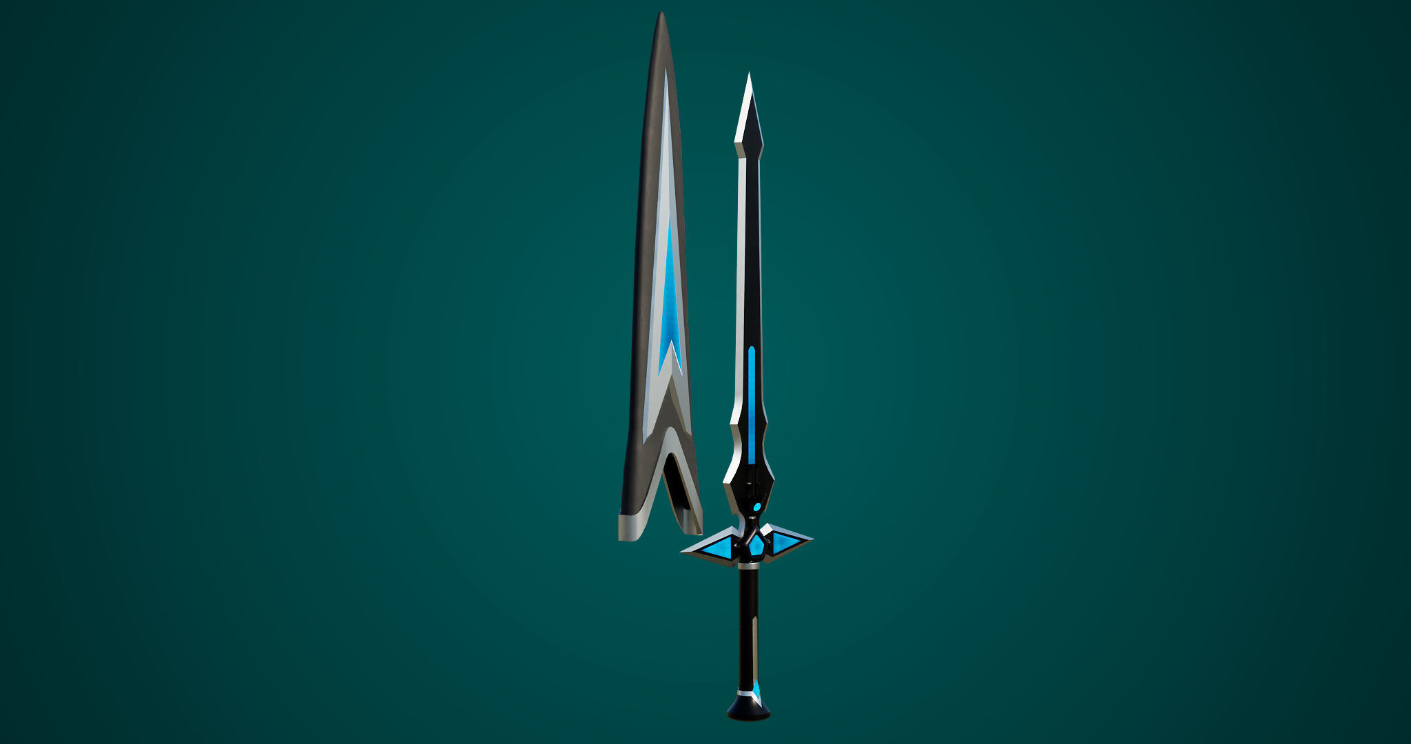 Fantasy Sword 04 PBR Unity UE Arnold V-Ray Textures Low-poly 3D model_2