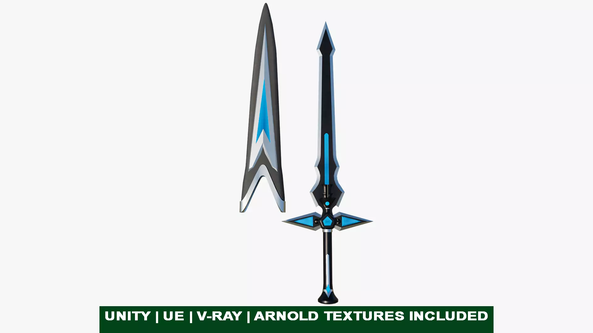 Fantasy Sword 04 PBR Unity UE Arnold V-Ray Textures Low-poly 3D model_0