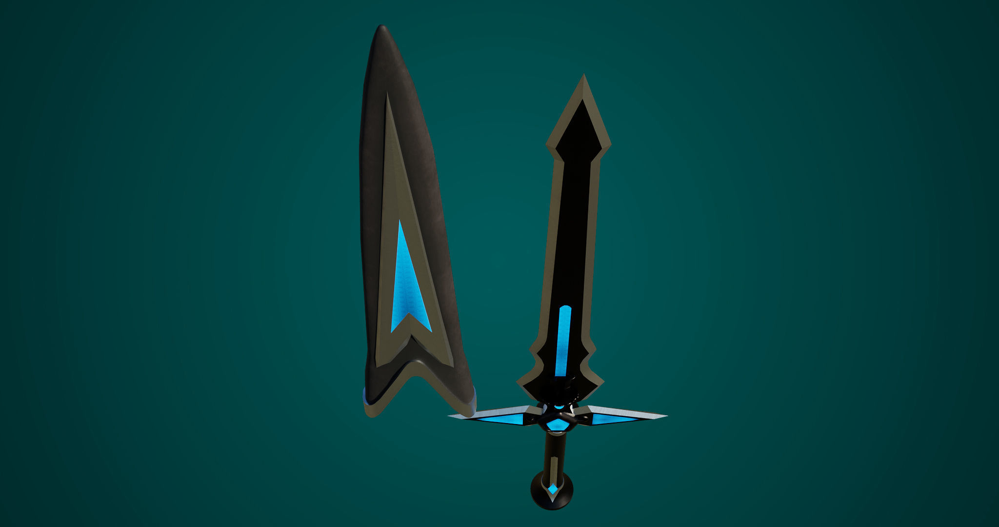 Fantasy Sword 04 PBR Unity UE Arnold V-Ray Textures Low-poly 3D model_8