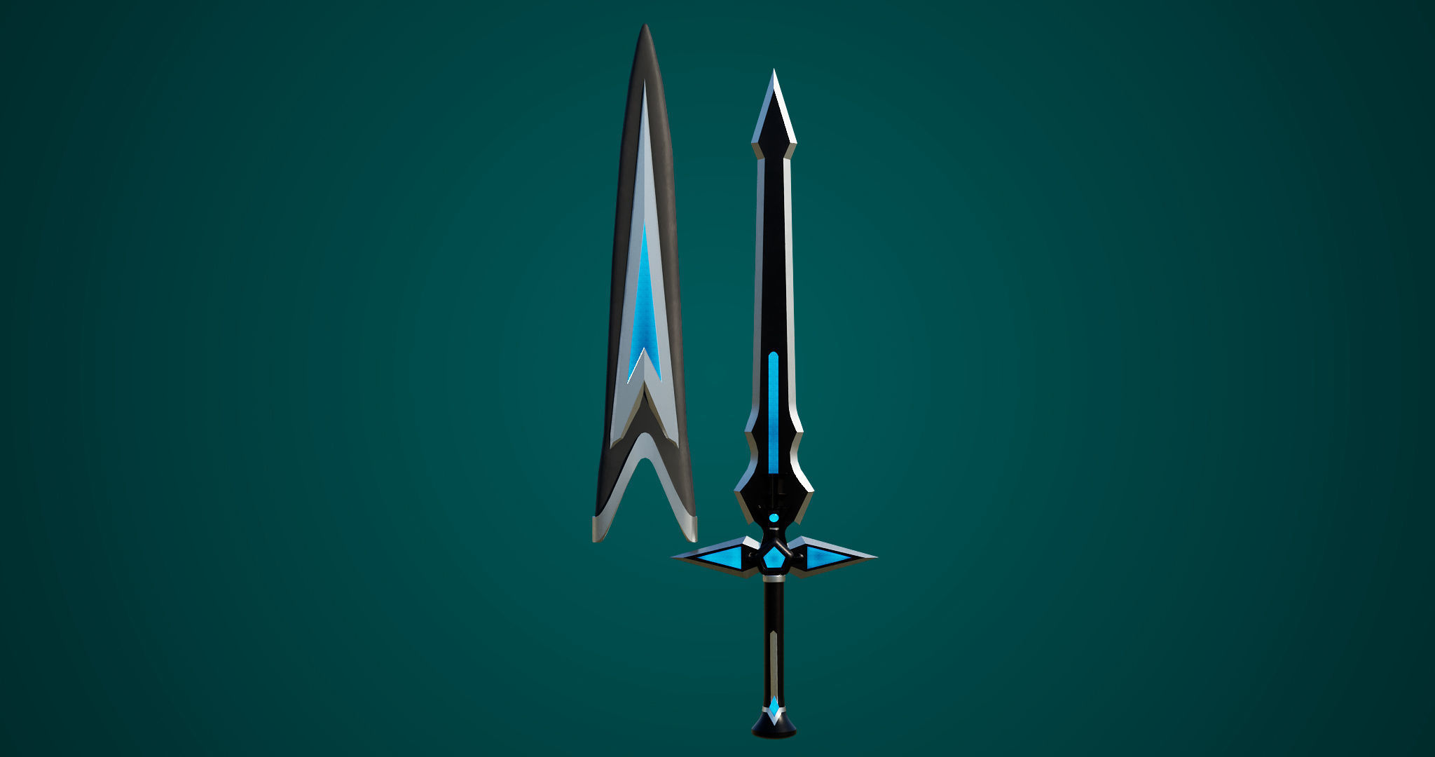 Fantasy Sword 04 PBR Unity UE Arnold V-Ray Textures Low-poly 3D model_1