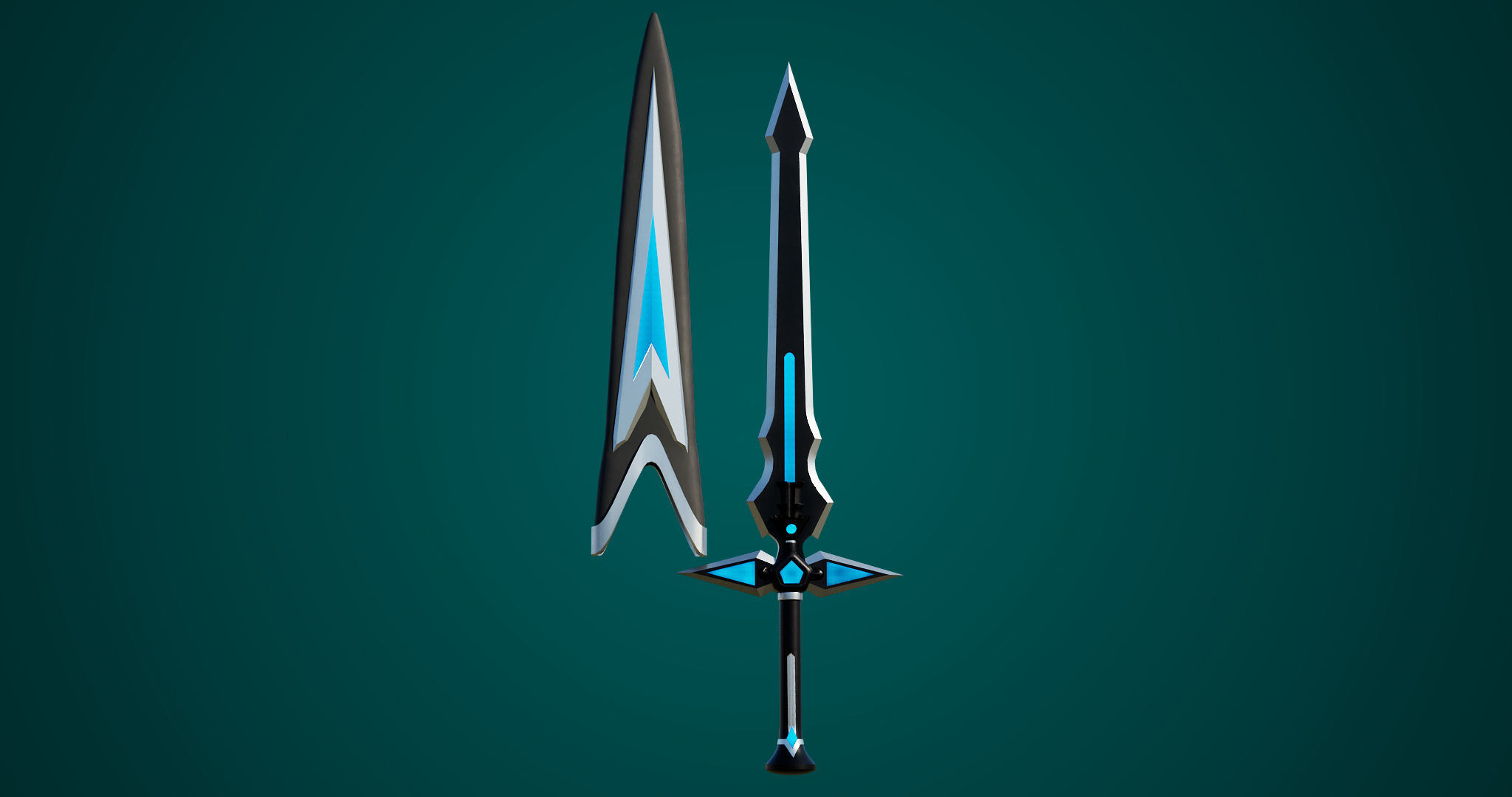 Fantasy Sword 04 PBR Unity UE Arnold V-Ray Textures Low-poly 3D model_12