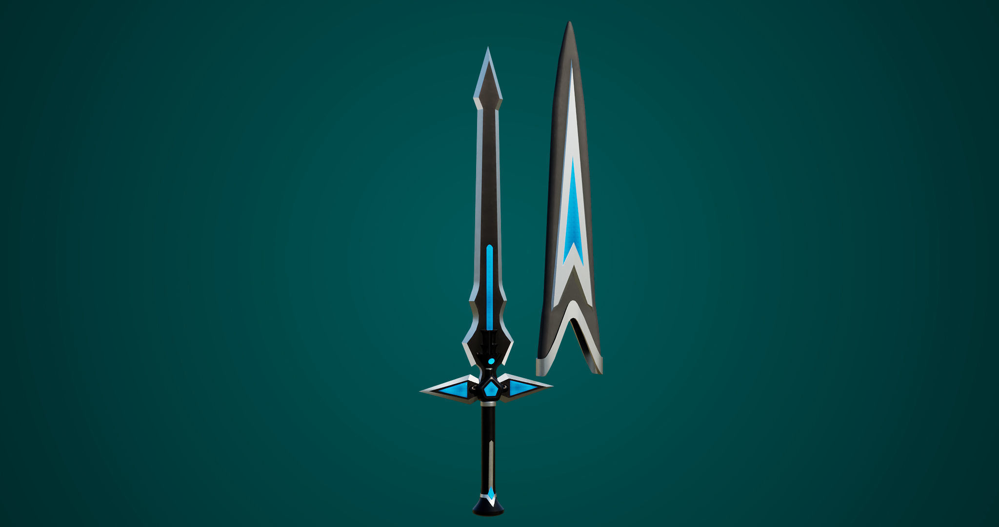 Fantasy Sword 04 PBR Unity UE Arnold V-Ray Textures Low-poly 3D model_4
