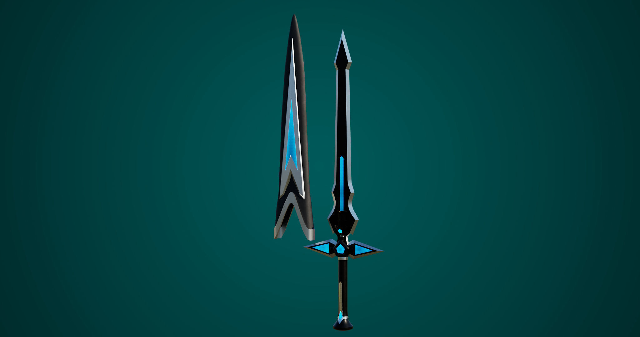 Fantasy Sword 04 PBR Unity UE Arnold V-Ray Textures Low-poly 3D model_5
