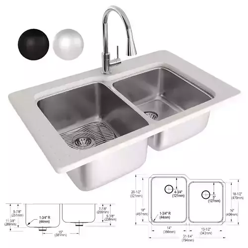 ELKAY-SINK-ELUH3120RPDBG stainless steel kitchen sink with two bowls