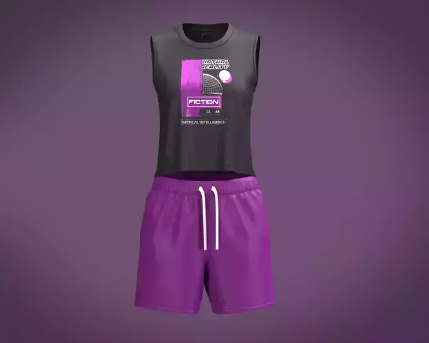 Metaverse-Ladies Tank Tops with Short