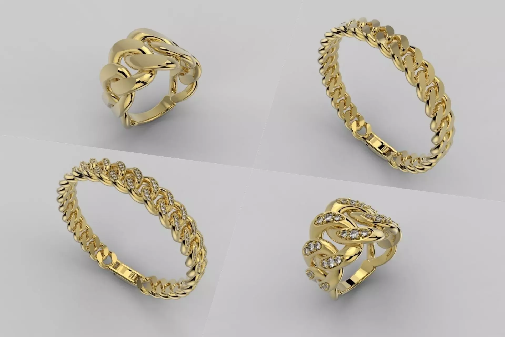 Set Chain - Jewelry 3D - 4 Models 3D Model Collection_0