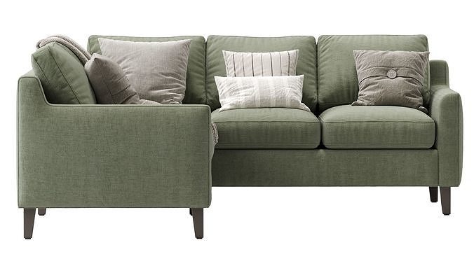 Beverly Upholstered 3 Piece L Sectional Green 3D model 5