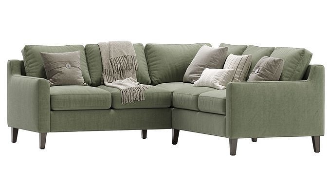 Beverly Upholstered 3 Piece L Sectional Green 3D model 6