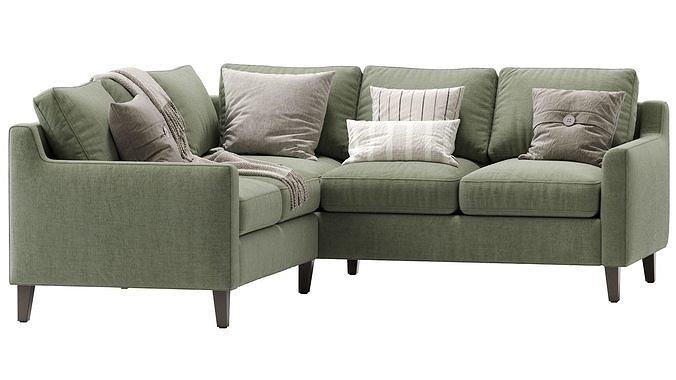 Beverly Upholstered 3 Piece L Sectional Green 3D model 4