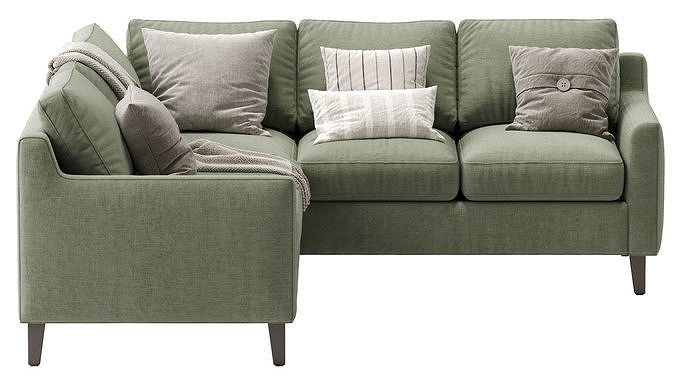 Beverly Upholstered 3 Piece L Sectional Green 3D model 2