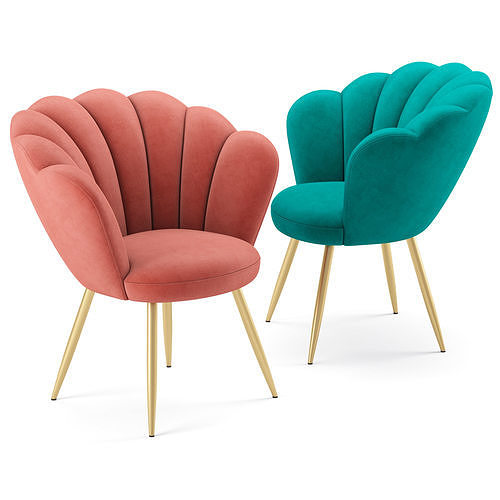 Vivian Velvet Cocktail Chair 3D model 2