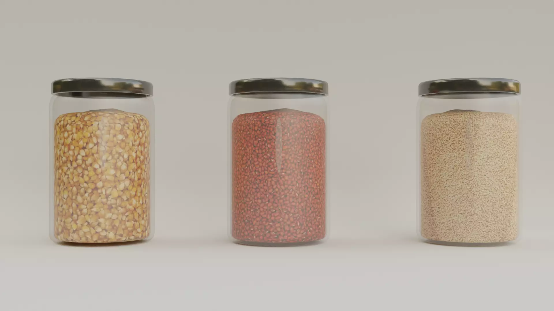 Kitchen jars clear filled Free 3D model