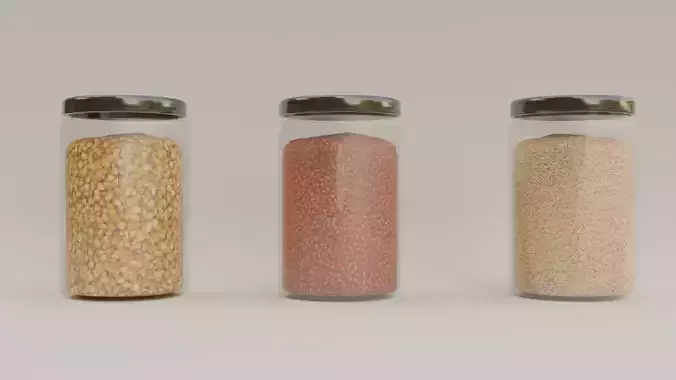 Kitchen jars clear  filled Free 3D model