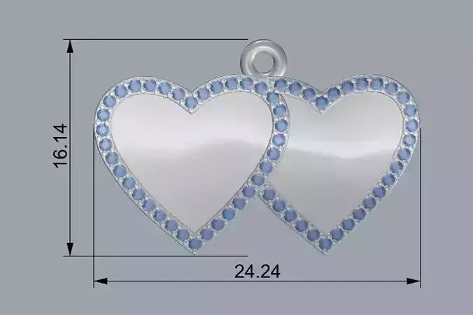 Sterling Silver Double Heart Charm Pendant Jewelry