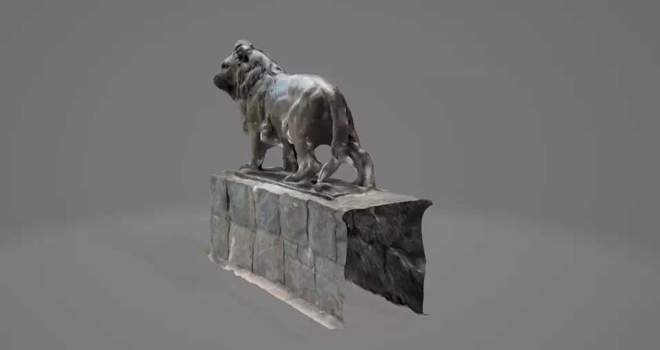 lion statue 3d scanned raw archive 3D model_0