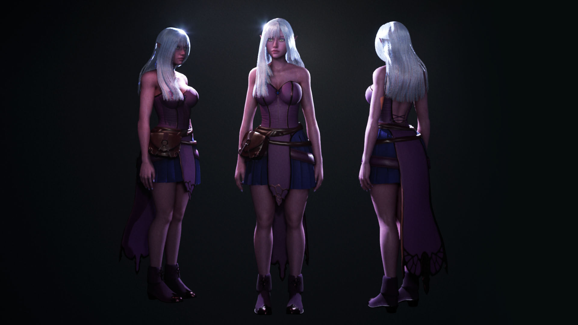 Witch Girl - Game Ready Rigged Character Low-poly 3D model_6