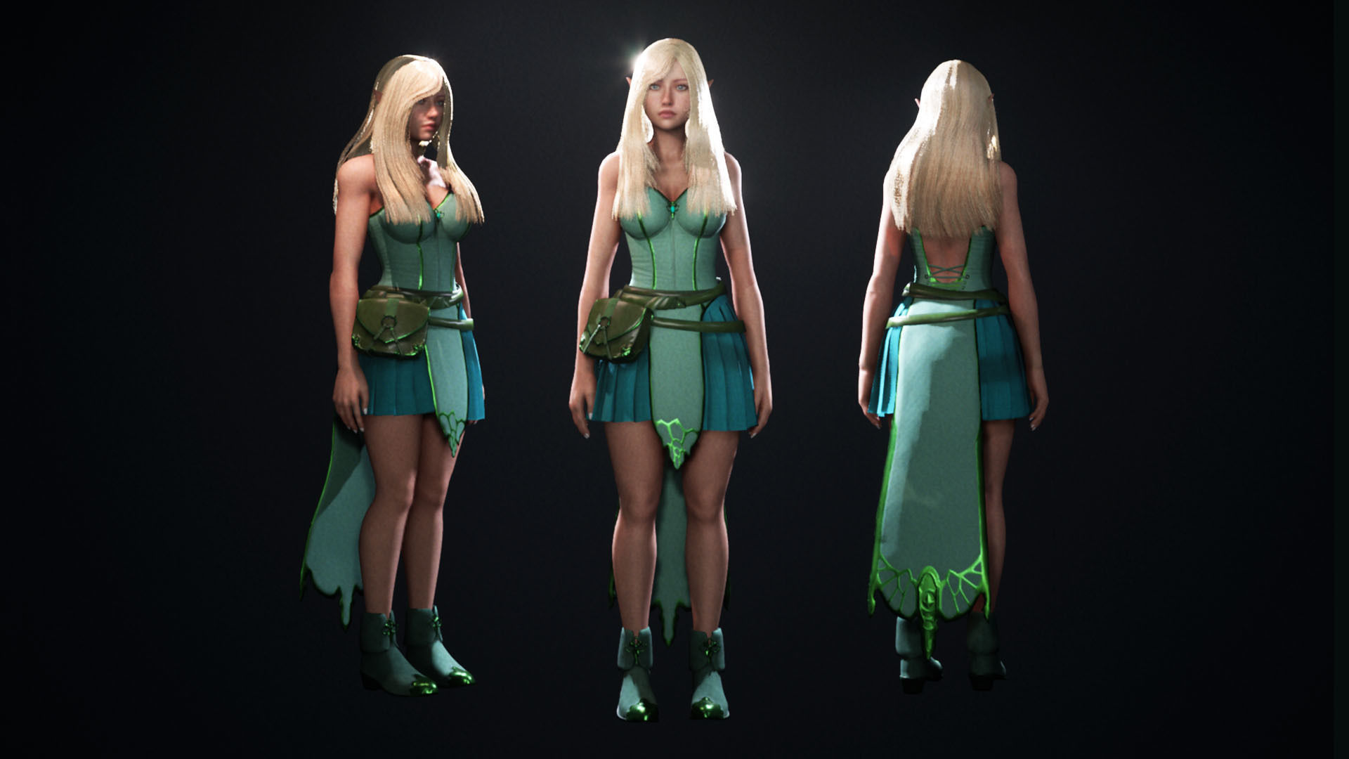 Witch Girl - Game Ready Rigged Character Low-poly 3D model_5