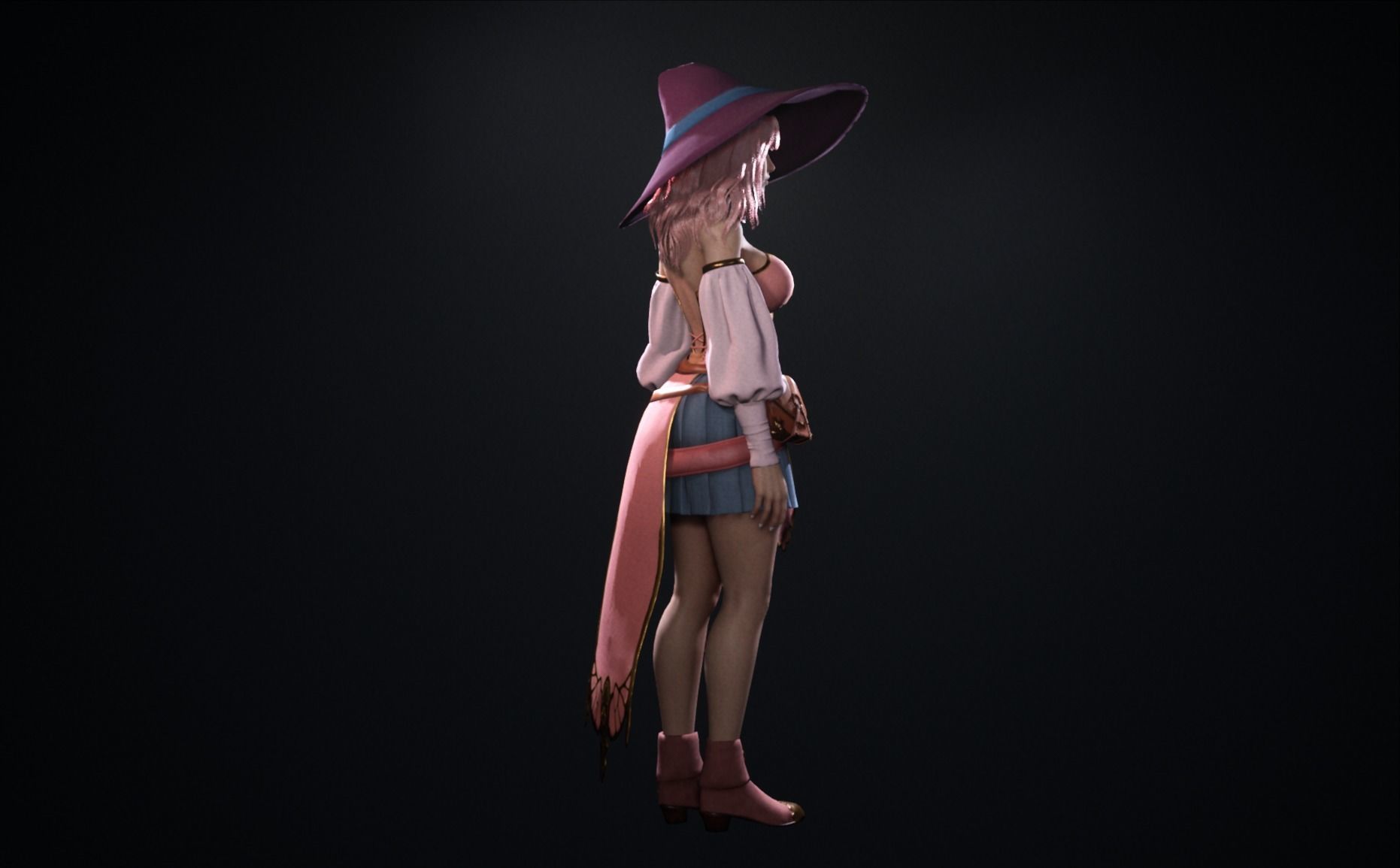 Witch Girl - Game Ready Rigged Character Low-poly 3D model_10