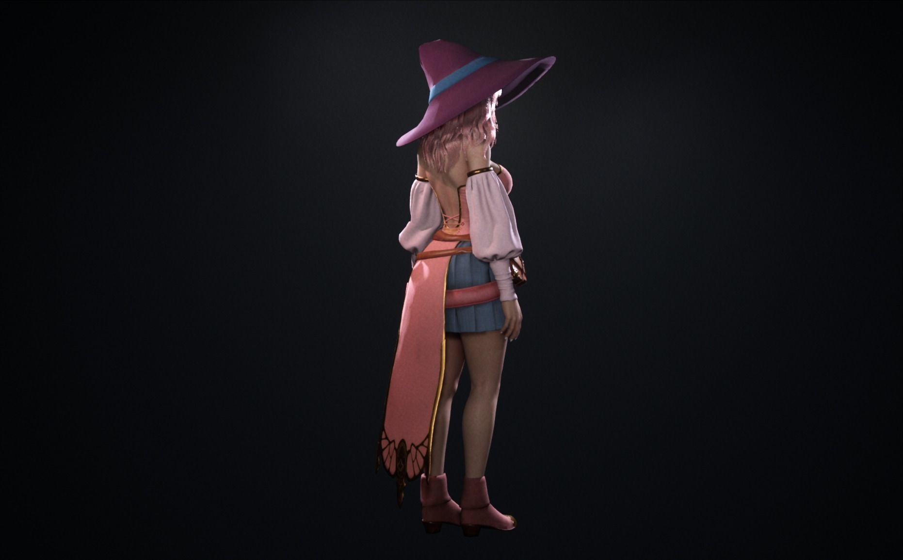 Witch Girl - Game Ready Rigged Character Low-poly 3D model_11