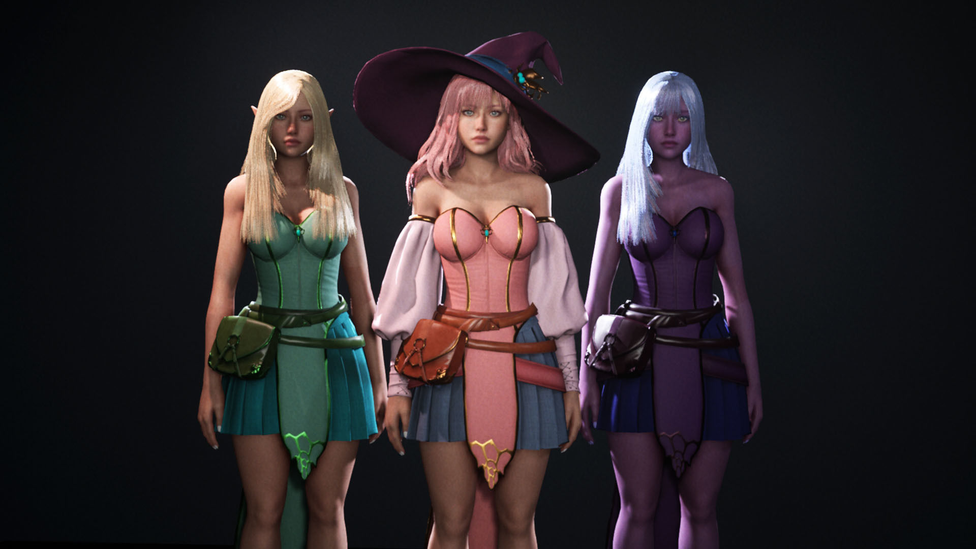 Witch Girl - Game Ready Rigged Character Low-poly 3D model_3