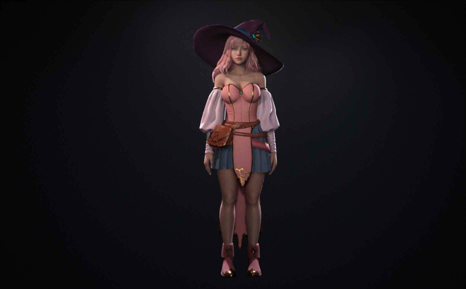Witch Girl - Game Ready Rigged Character Low-poly 3D model_7