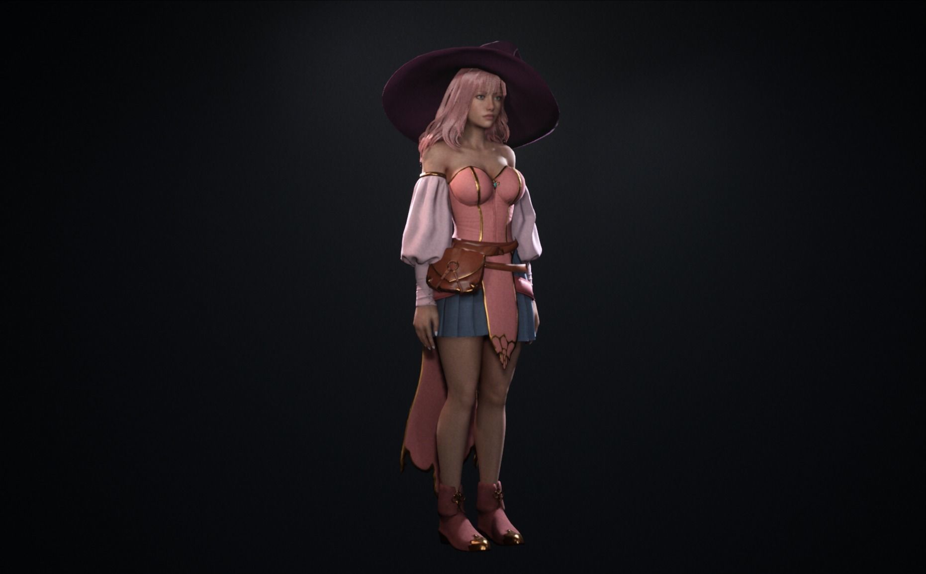 Witch Girl - Game Ready Rigged Character Low-poly 3D model_13