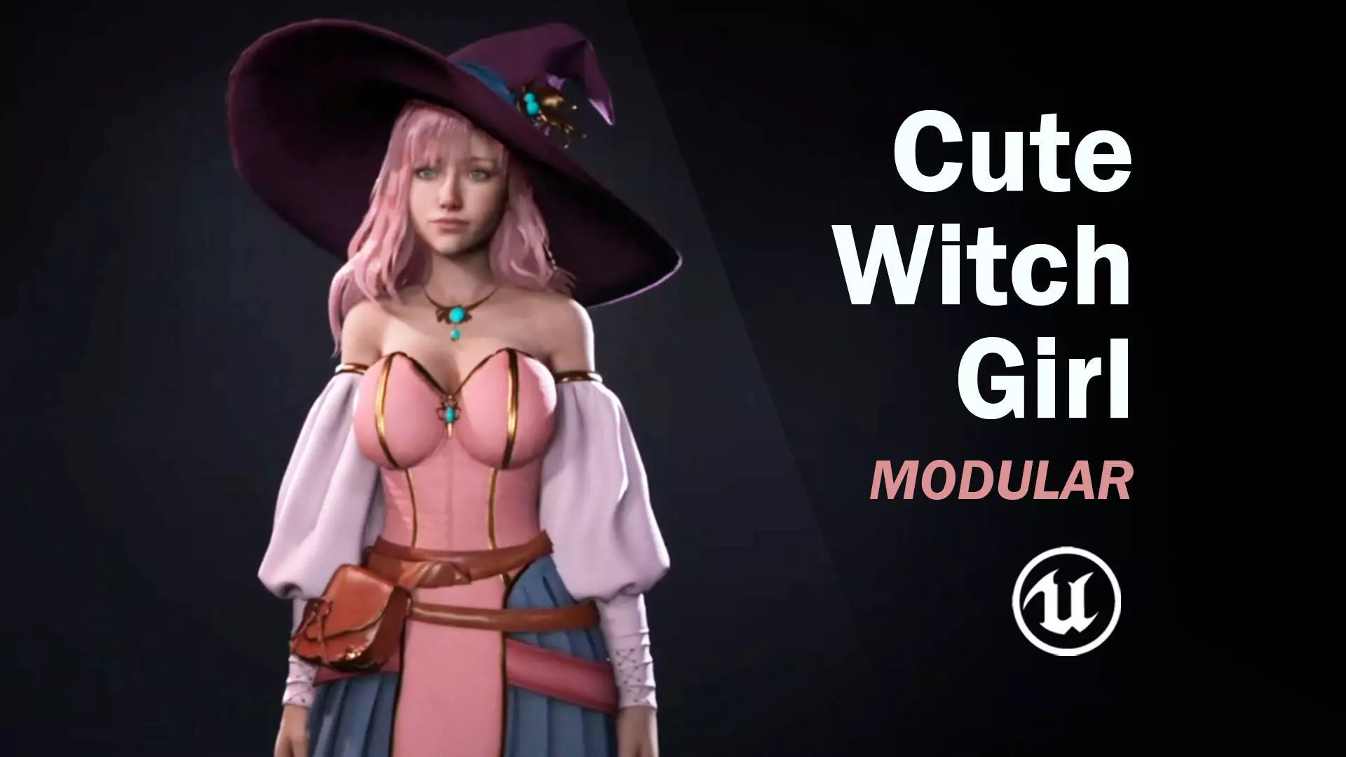 Witch Girl - Game Ready Rigged Character Low-poly 3D model_0