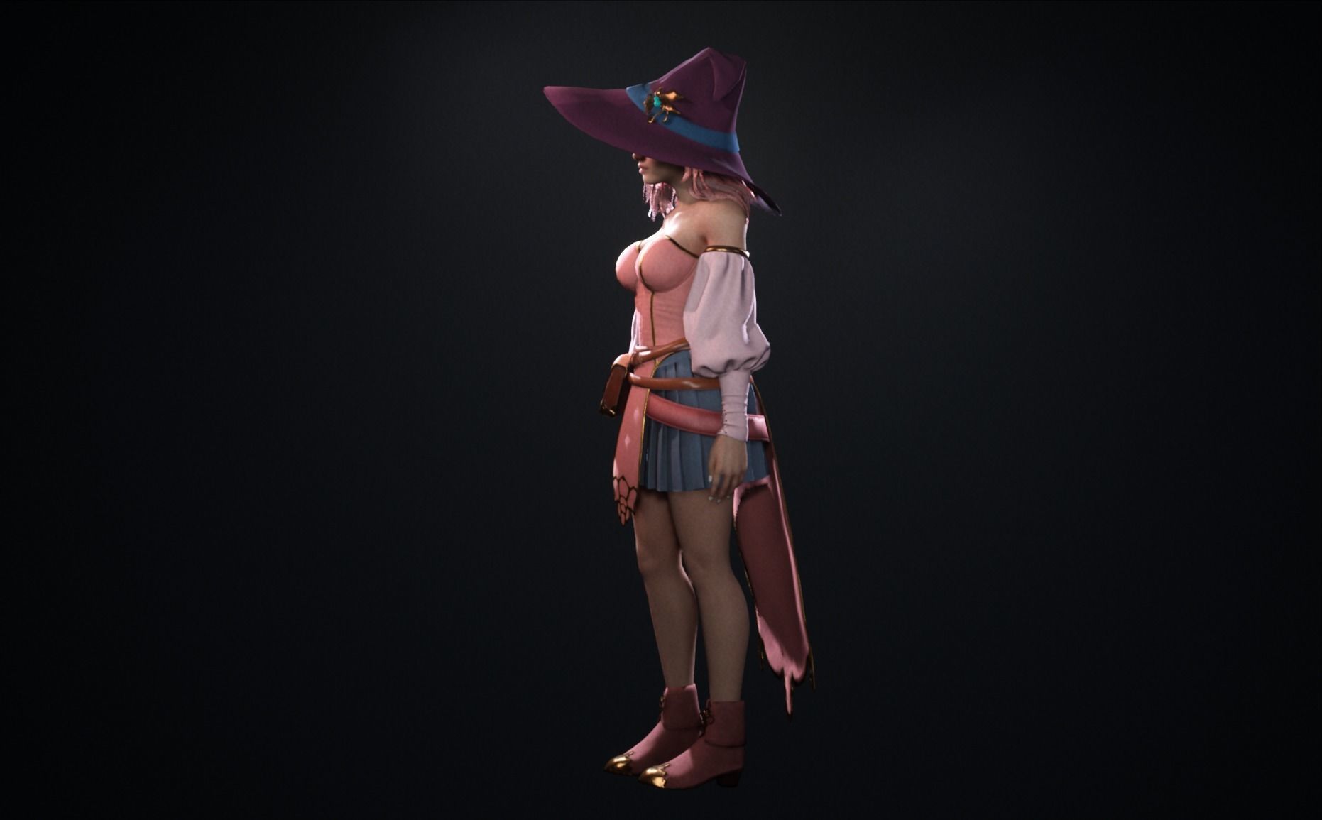 Witch Girl - Game Ready Rigged Character Low-poly 3D model_8