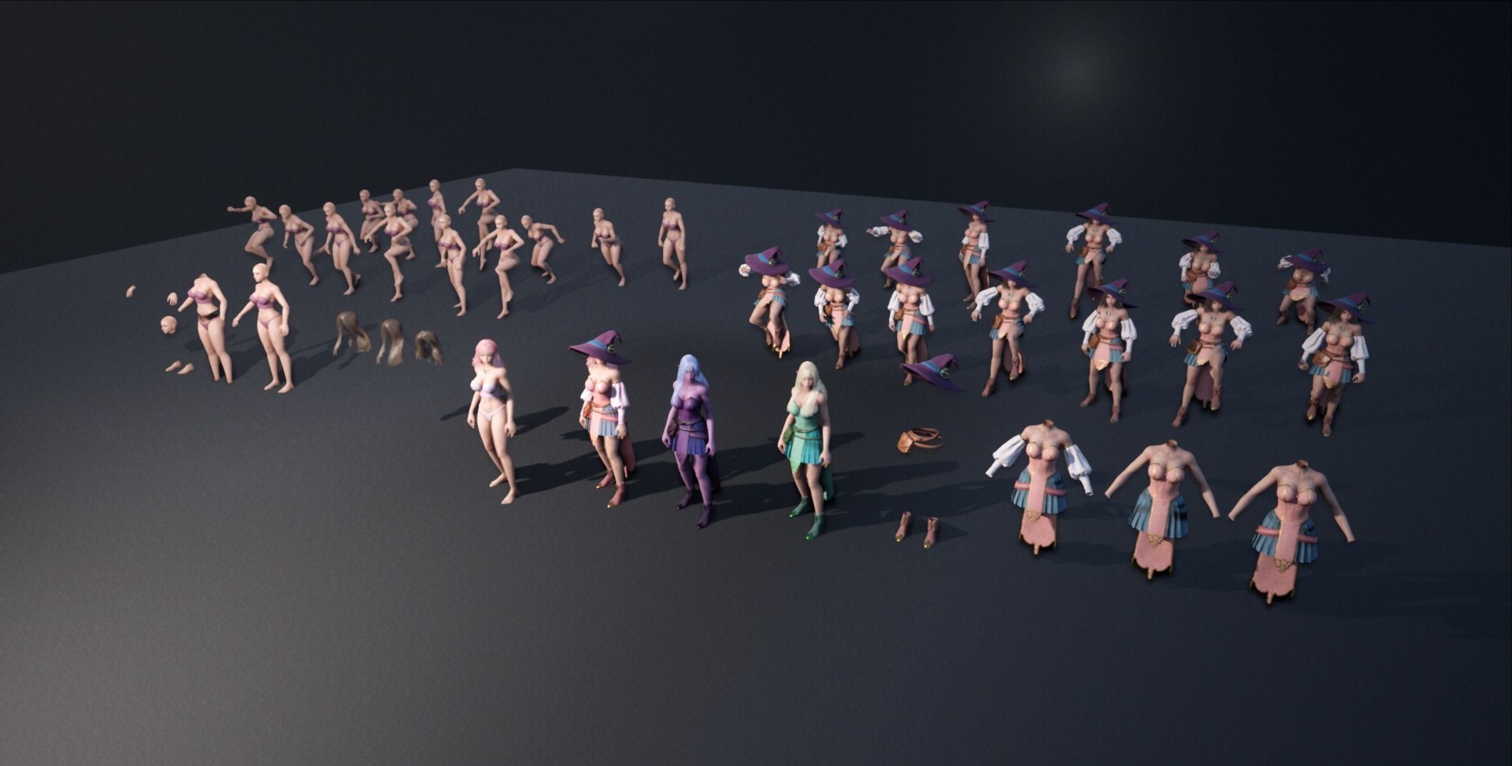 Witch Girl - Game Ready Rigged Character Low-poly 3D model_15