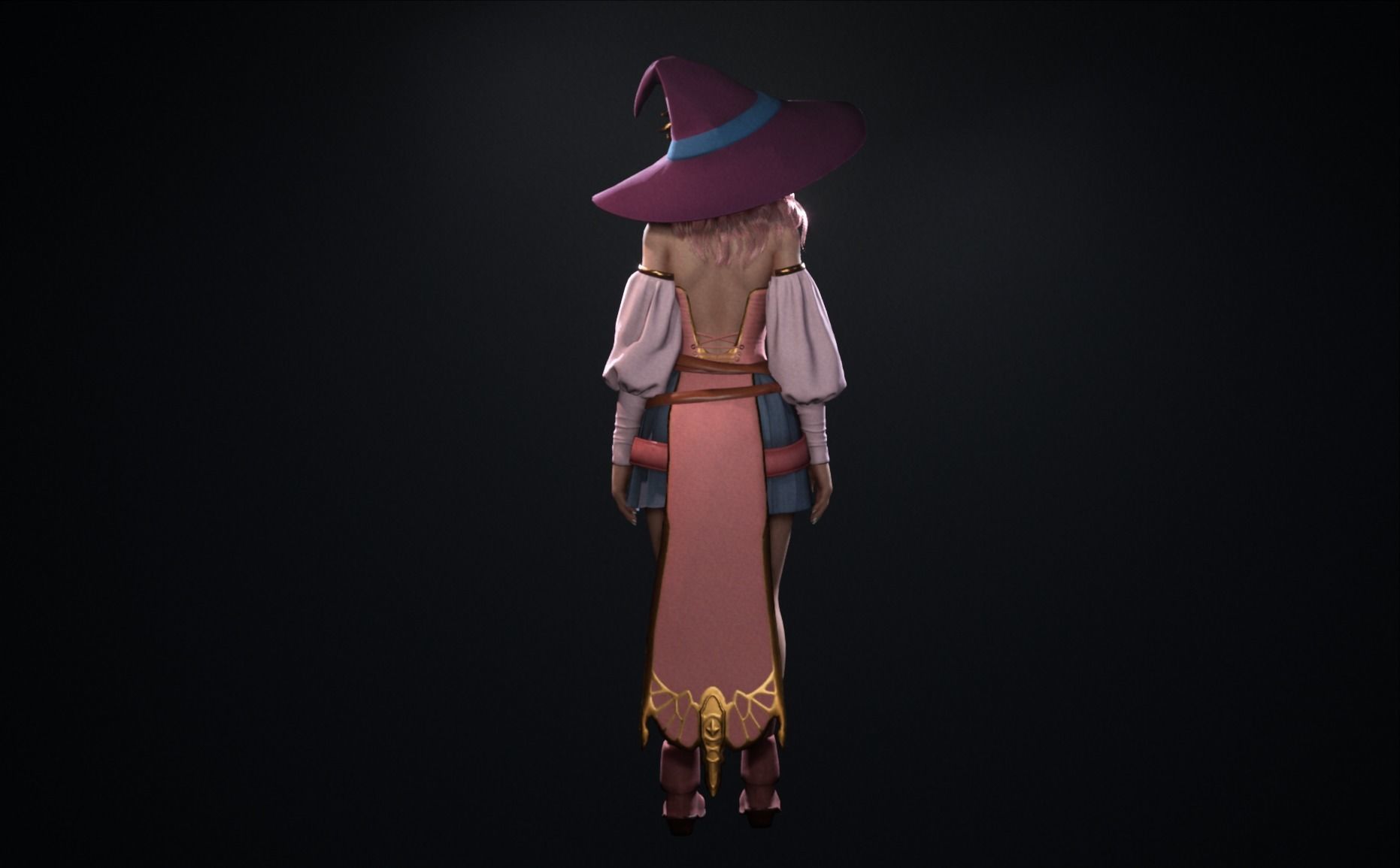 Witch Girl - Game Ready Rigged Character Low-poly 3D model_9