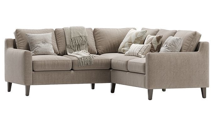 Beverly Upholstered 3 Piece L Sectional  Beige 3D model 3
