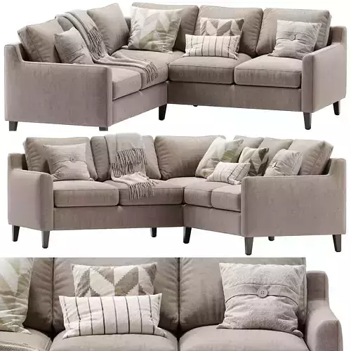 Beverly Upholstered 3 Piece L Sectional  Beige