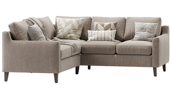 Beverly Upholstered 3 Piece L Sectional  Beige 3D model 4