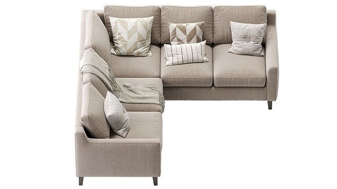 Beverly Upholstered 3 Piece L Sectional  Beige 3D model 6