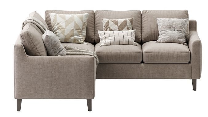 Beverly Upholstered 3 Piece L Sectional  Beige 3D model 5