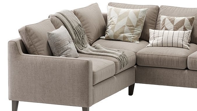 Beverly Upholstered 3 Piece L Sectional  Beige 3D model 7