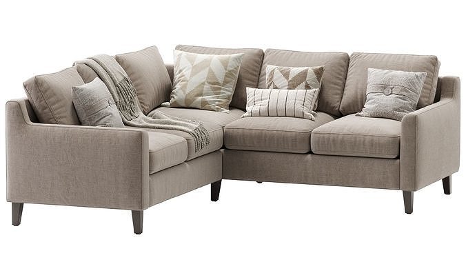 Beverly Upholstered 3 Piece L Sectional  Beige 3D model 2