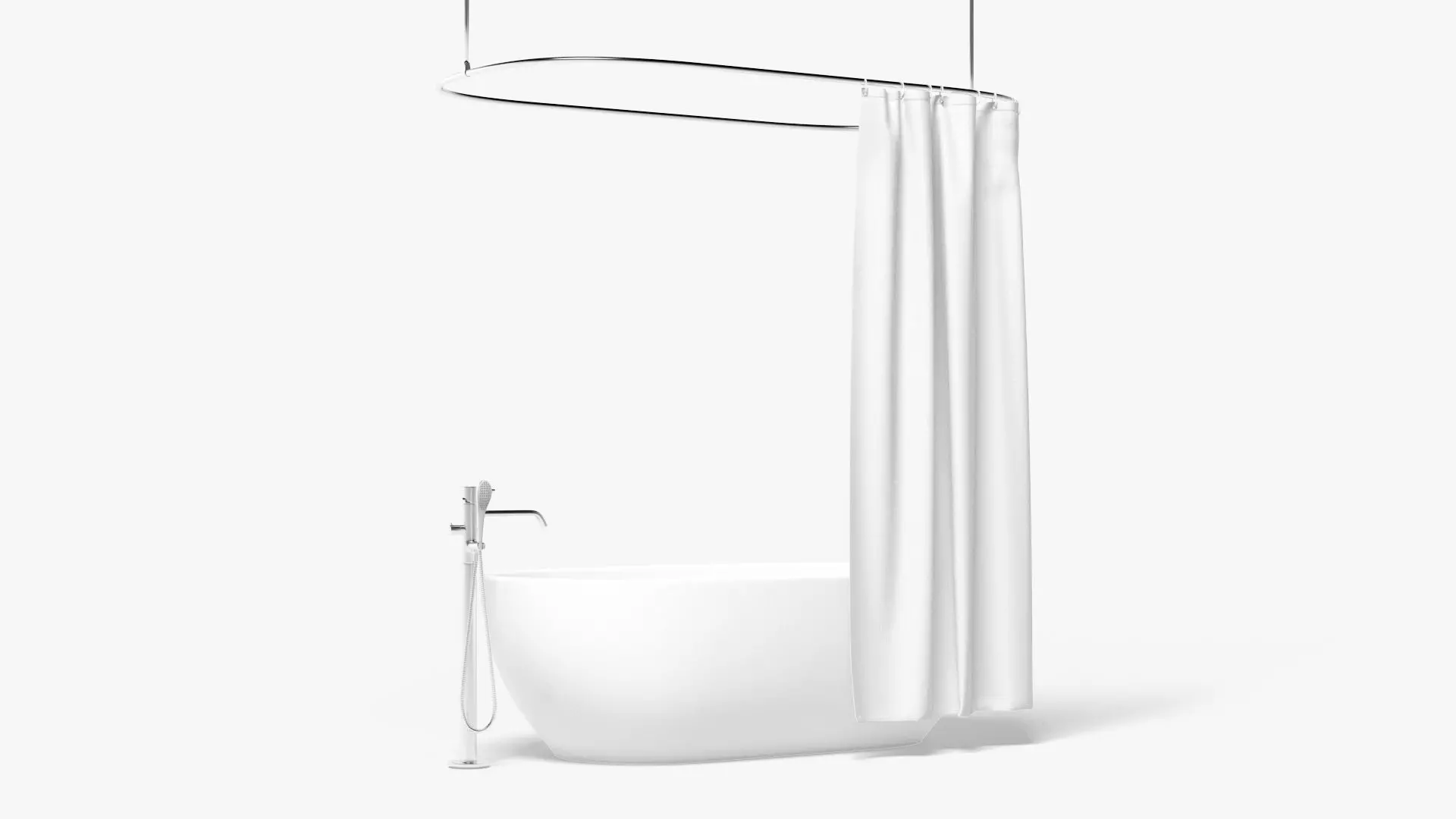 Shower Curtain with Bath Interior Elements Low-poly 3D model